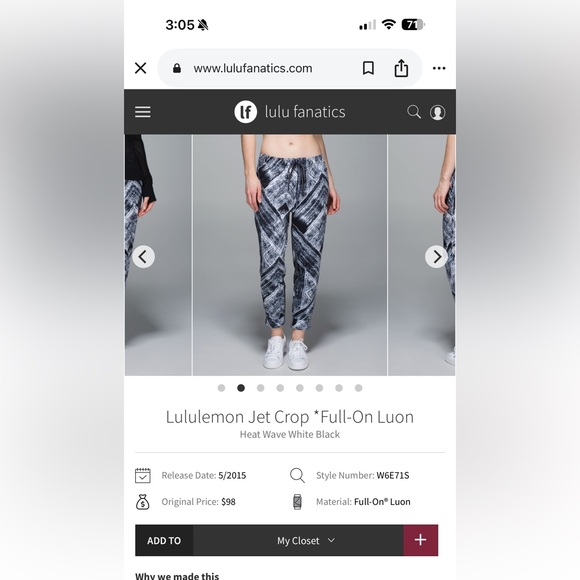 Woman’s estimated size 8 Lululemon Athletica Jet Crop Pants in Black and White - Picture 1 of 16